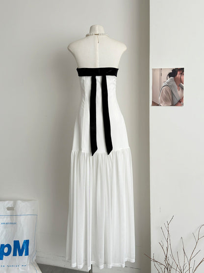 Simple A line Strapless White Tulle Summer Dress Holiday Party Dress Birthday Outfits For Teens DP0153