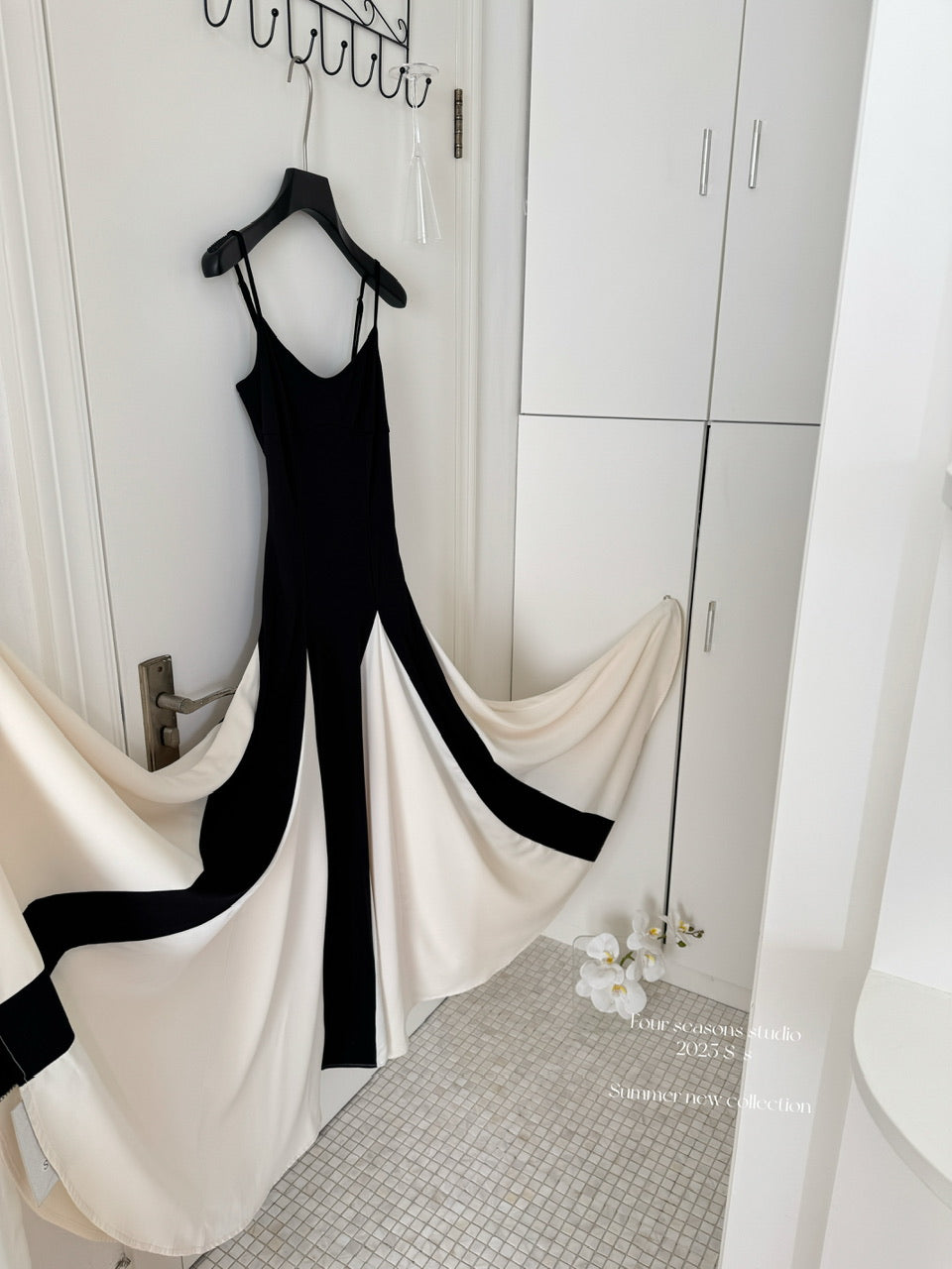 Sexy A line Spaghetti Straps Black Midi Summer Dress Holiday Party Black Birthday Outfits For Women DP0149