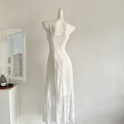 Cute A Line Spaghetti Straps Ivory Lace Summer Dress Holiday Party Outfits For Women DP0100