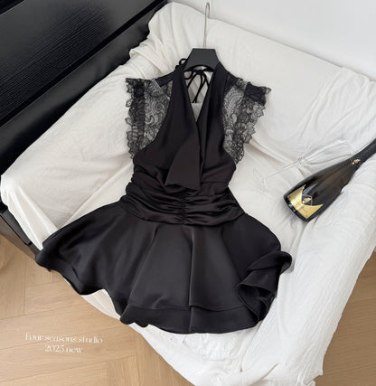 Sexy A Line Halter Neckline Summer Dress Little Black Dress Holiday Party Outfits For Women DP0098