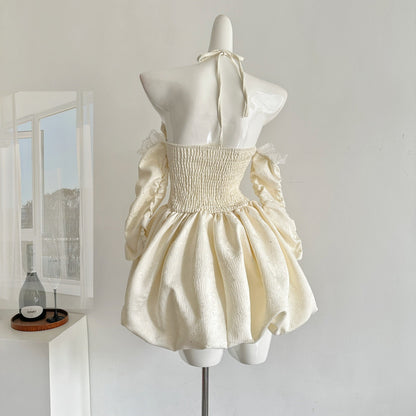 Cute A Line Halter Ivory Lace Summer Dress Holiday Party Outfits For Women DP0096