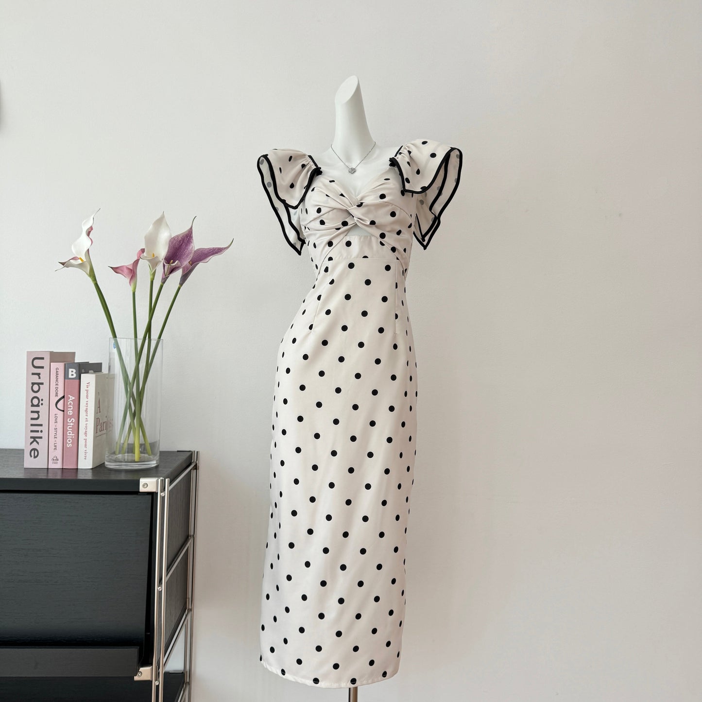 Cute A Line V Neckline Polka Dots Summer Dress Holiday Party Outfits For Women DP0104