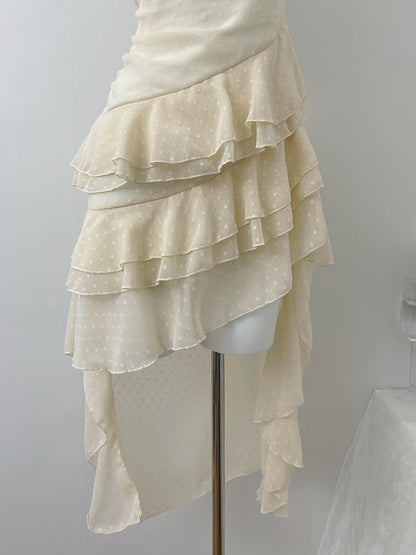 Cute High Low Square Neckline Ruffles Summer Dress Holiday Party Outfits For Women DP0089