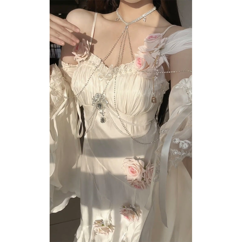 Vintage High Low Spaghetti Straps Ivory 16th Birthday Dress Lolita Dress Satin Birthday Outfits DP0227