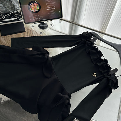 Cute A Line Off The Shoulder Black Summer Dress Holiday Party Outfits For Women DP0094