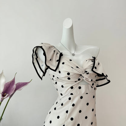 Cute A Line V Neckline Polka Dots Summer Dress Holiday Party Outfits For Women DP0104