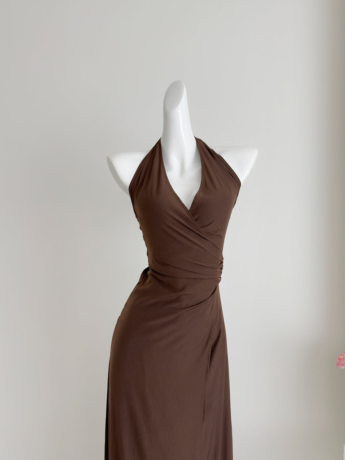 Sexy Sheath Halter Summer Brown Long Dress Holiday Party Outfits For Women DP0030