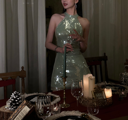 Mint Green Sequined Cocktail Dress Short Homecoming Dress Cocktail Dress Birthday Dress 11291