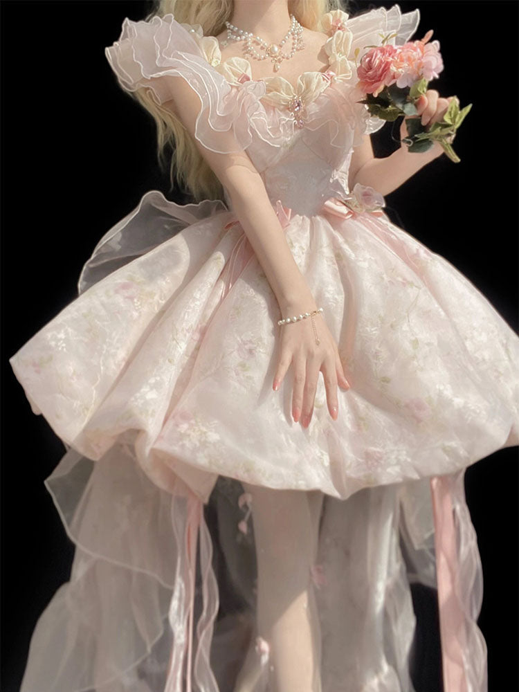 Vintage Ball Gown Off The Shoulder Short Pink Summer 18th Birthday Dress Lolita Dress Mini 18th Birthday Outfits Short Lolita Outfit DH2439