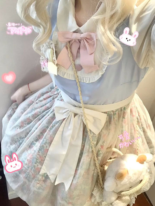 Vintage Ball Gown Short Sleeves Sweet 16th Floral Short Birthday Dress Lolita Summer Dress Birthday Outfits W1120