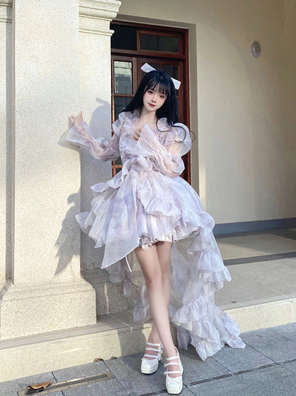 Princess Ball Gown Spaghetti Straps Chiffon Chiffon 22th Birthday Dresses Lolita Dress Cute Lolita Outfits DH2449