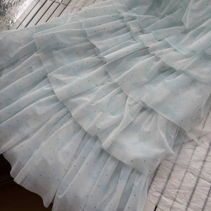 Sexy A line Halter Blue Tulle Min Summer Dress Holiday Party Homecoming Dress Birthday Outfits For Teens DP0151