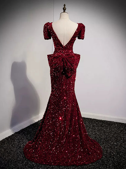 Simple Sequin Mermaid Prom Dresses Sexy Evening Dress SH108