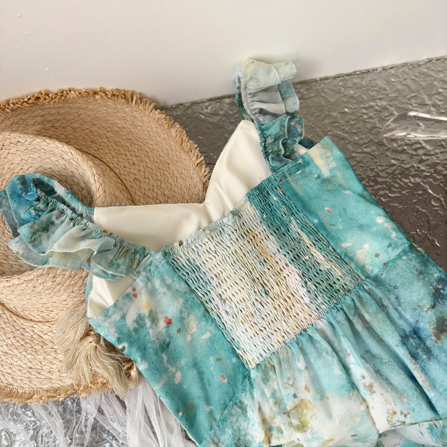 Sexy Mermaid Square Floral Green Summer Dress Holiday Party Birthday Outfits For Women DP0127