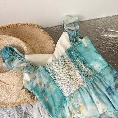 Sexy Mermaid Square Floral Green Summer Dress Holiday Party Birthday Outfits For Women DP0127