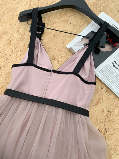 Cute A line Straps Pink Tulle Summer Dress Holiday Party Outfits For Women DP0113