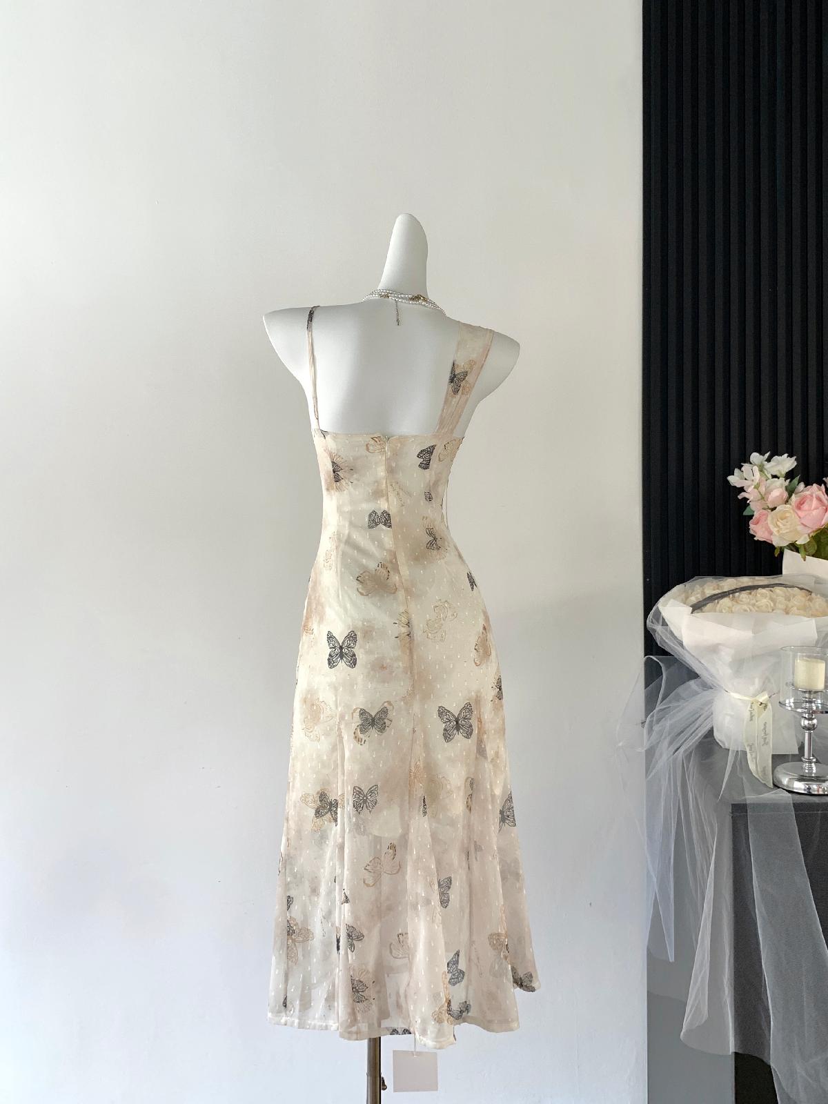 Sexy A line Spaghetti Straps Floral Long Dress Holiday Party Outfits For Women DP0031