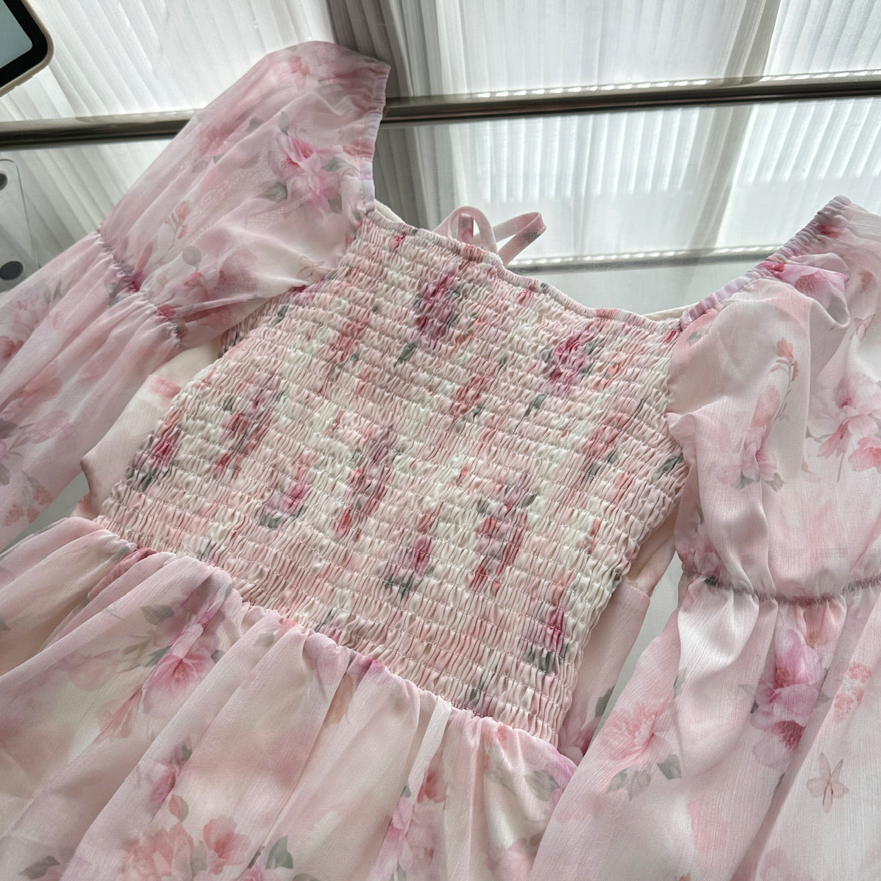 Cute A line Square Neckline Floral Pink Short Summer Dress Holiday Party Birthday Outfits DP0139