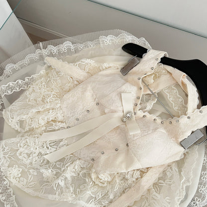 Sexy A line Halter Neckline White Lace Summer Dress Holiday Party Outfits For Women DP0107