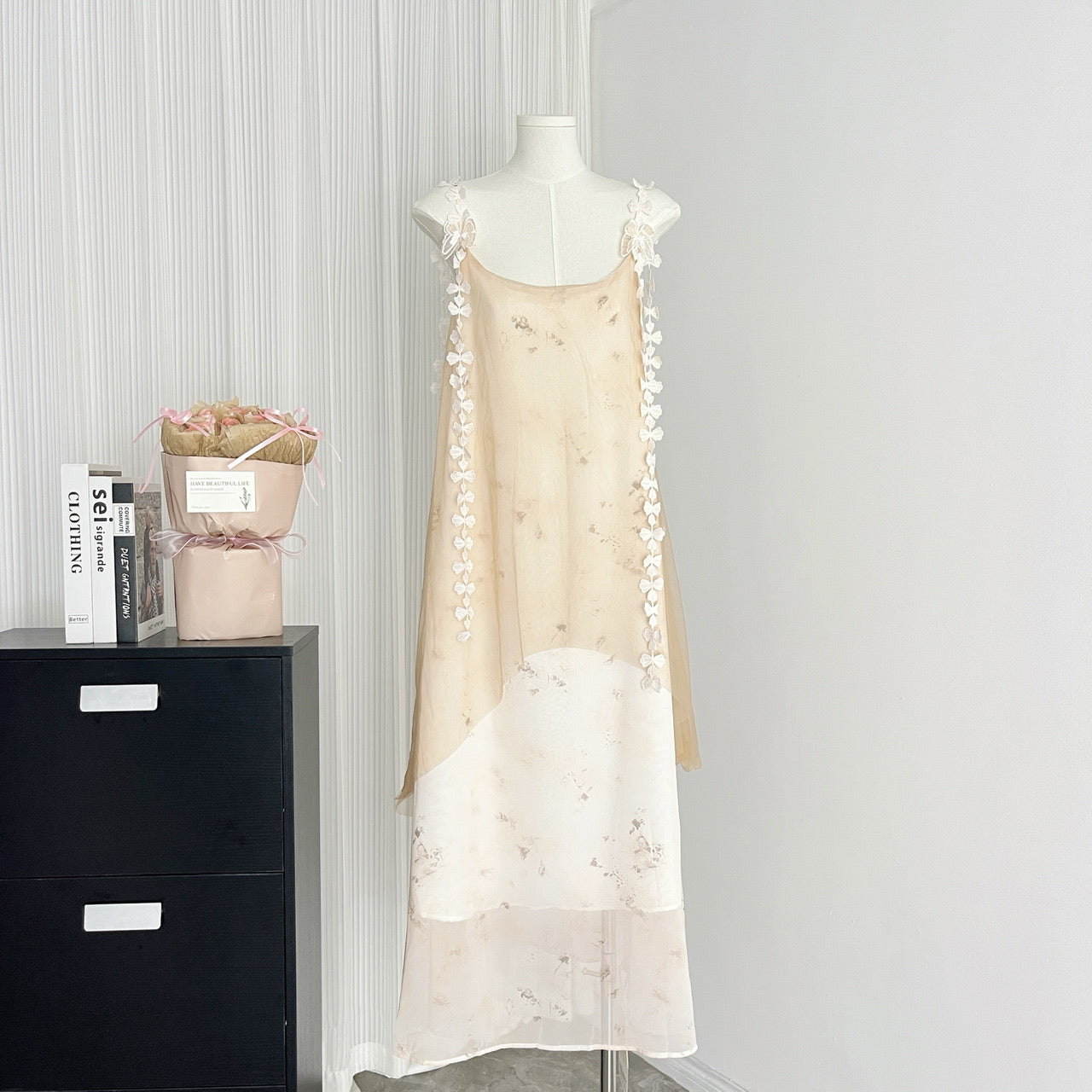 Cute A Line Spaghetti Straps Floral Chiffon Summer Dress Holiday Party Outfits For Girls DP0133