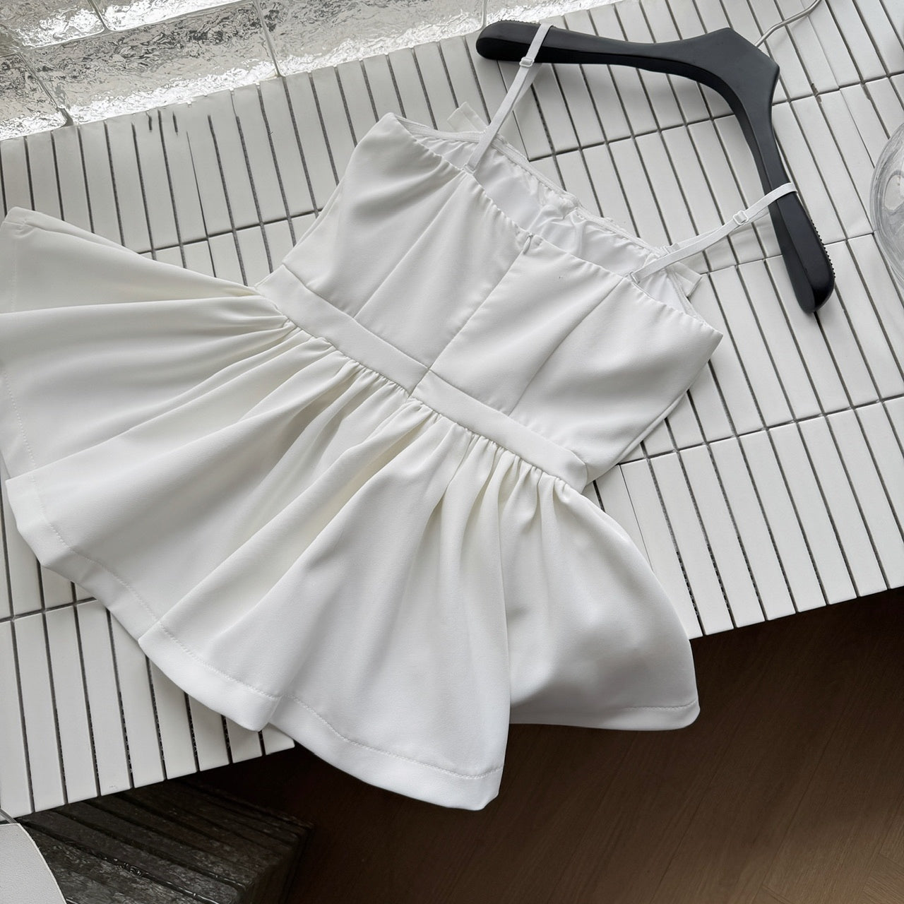 Cute A Line Spaghetti Straps White Short Summer Dress Holiday Party Outfits For Women DP0095