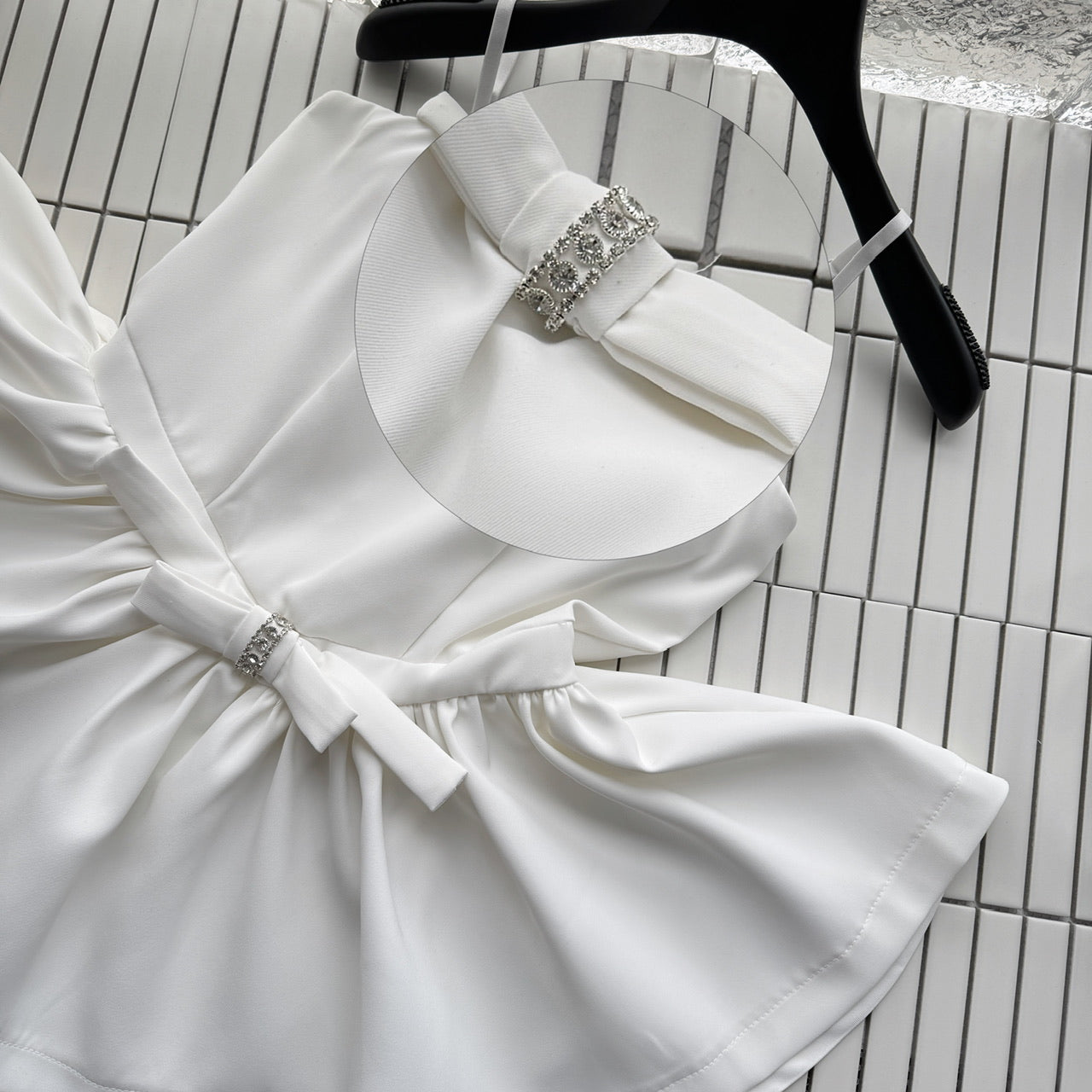 Cute A Line Spaghetti Straps White Short Summer Dress Holiday Party Outfits For Women DP0095