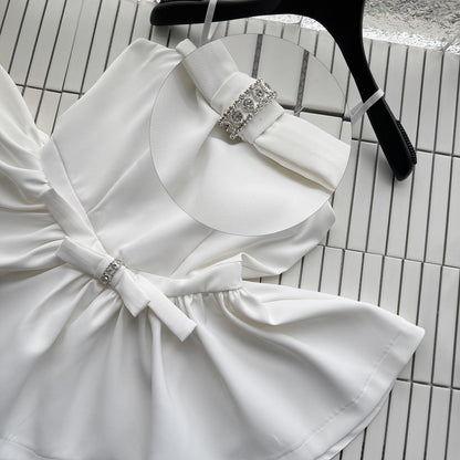 Cute A Line Spaghetti Straps White Short Summer Dress Holiday Party Outfits For Women DP0095