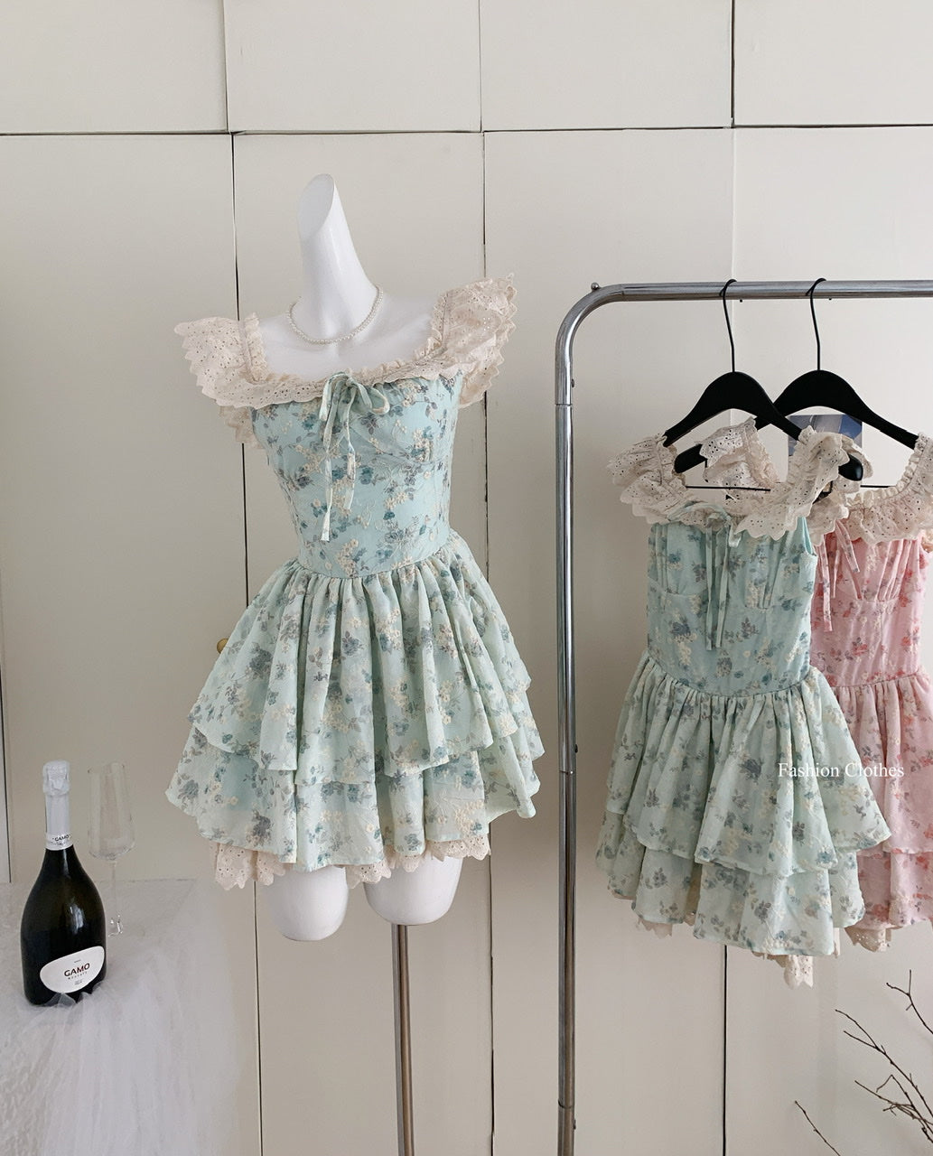 Cute Ball Gown Square Satin Floral Pink Short Summer Dress Holiday Party Outfits For Women DP1406