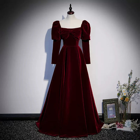 Simple A line Red Long Prom Dresses SH226