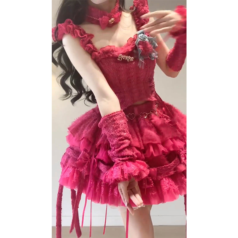 Cute Ball Gown Square Neck Short Lace Summer 18th Birthday Dress Lolita Dress Birthday Outfits W1250