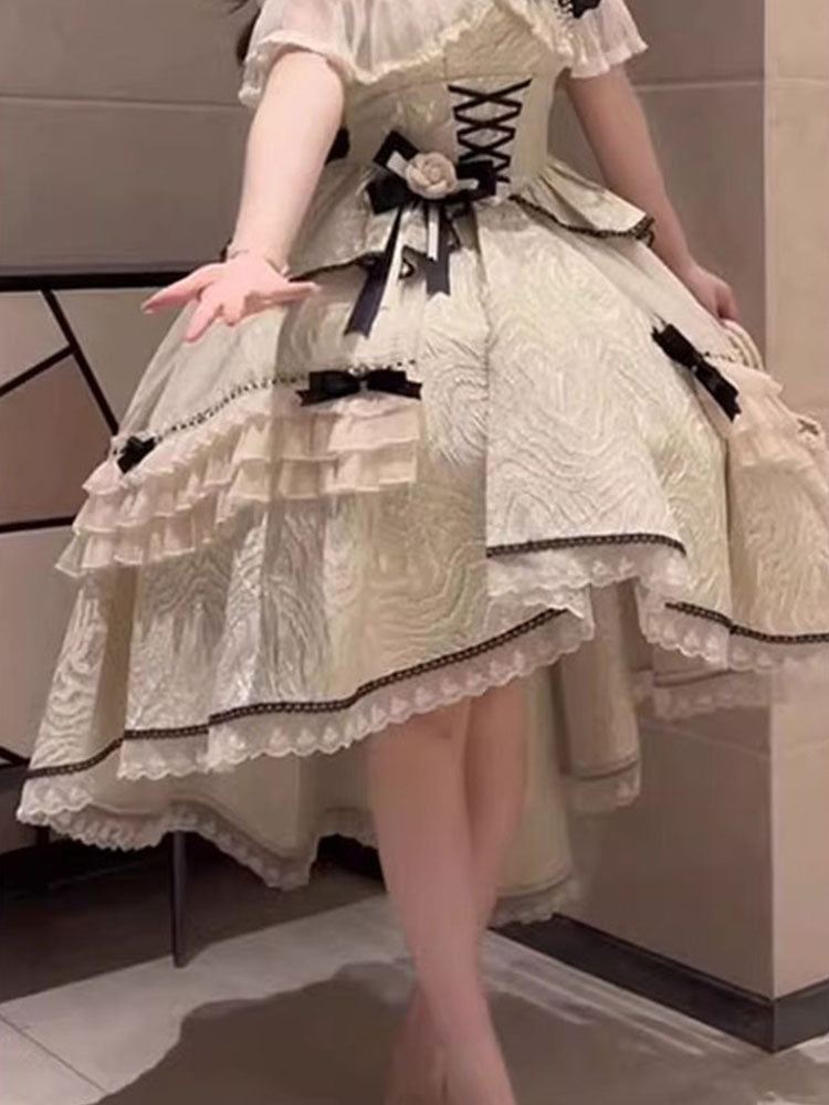 Pretty High Low Square Neck Lace Summer 18th Birthday Dress Lolita Dress Birthday Outfits W1256