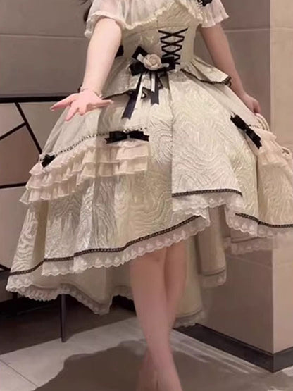 Pretty High Low Square Neck Lace Summer 18th Birthday Dress Lolita Dress Birthday Outfits W1256