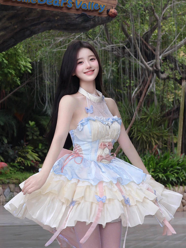 Vintage Ball Gown High Neck Short Mini Summer 18th Birthday Dress Lolita Dress Birthday Outfits W1254