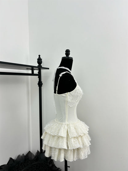 Cute Spaghetti Straps Ballet Skirt Ruffles Summer Dress Holiday Party Outfits For Women DP0091