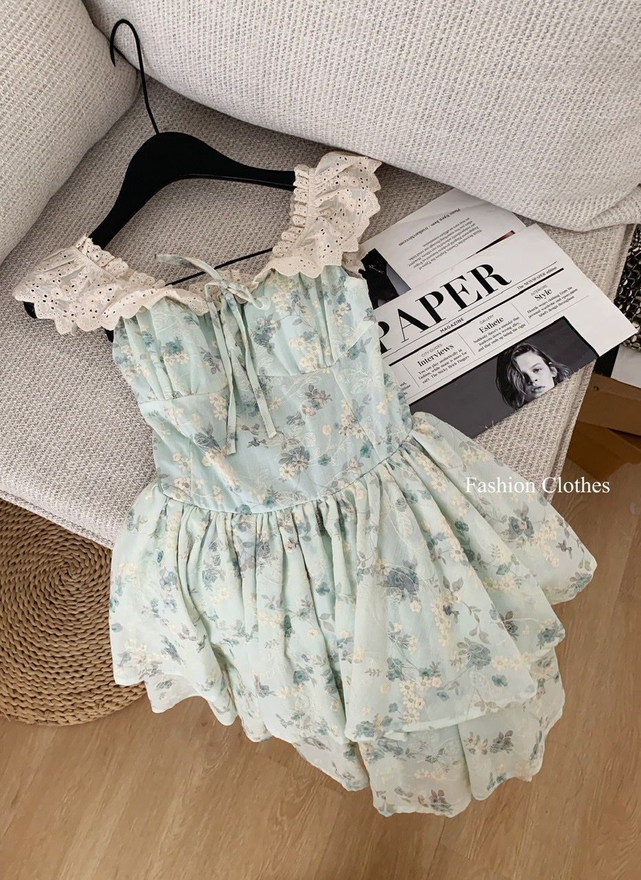 Cute Ball Gown Square Satin Floral Pink Short Summer Dress Holiday Party Outfits For Women DP1406