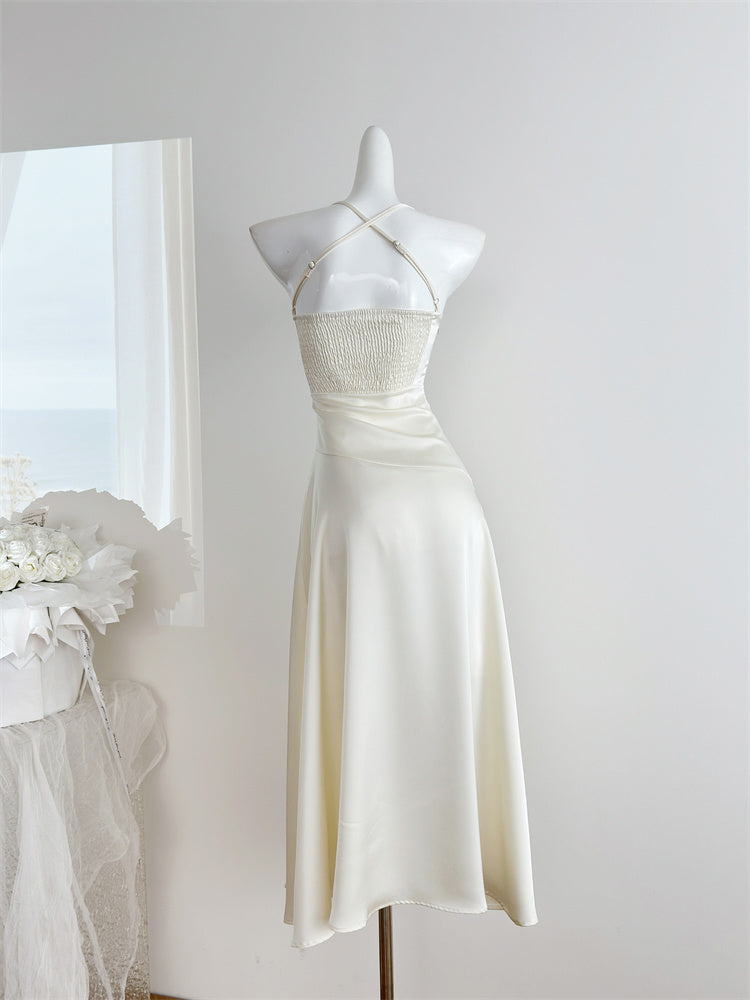 Sexy Mermaid Halter Satin Summer Beach Dress Holiday Party Casual Outfits For Girls DP1403