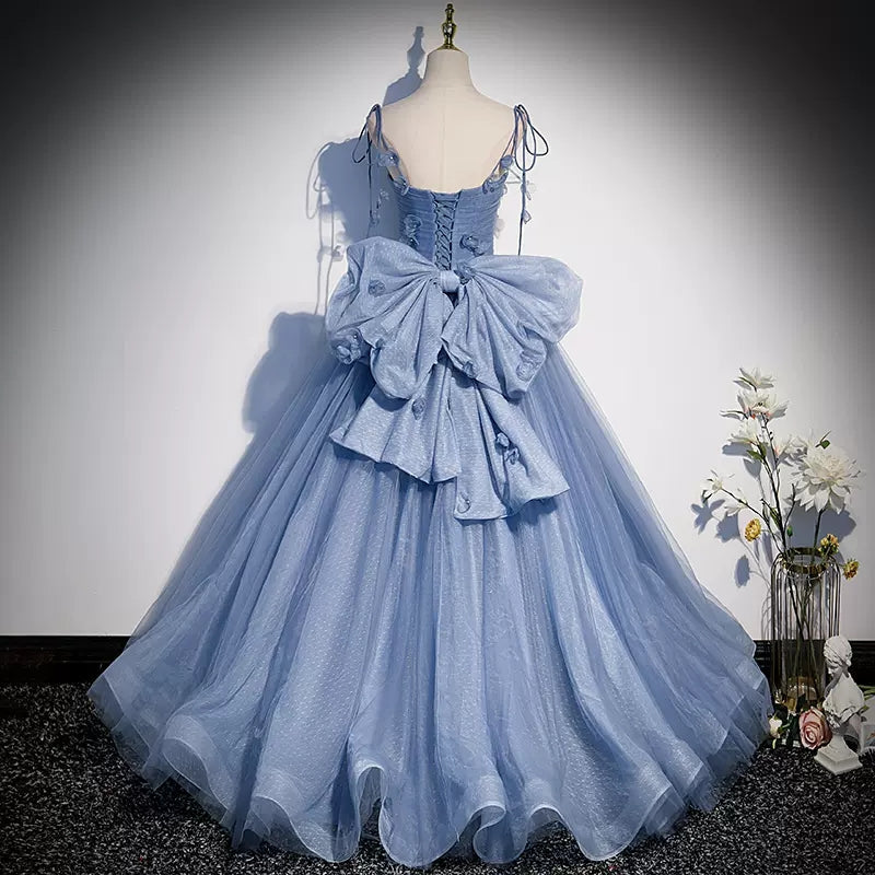 Ball Gown Blue Tulle Long Prom Dresses Sweet 16 Dress SH130