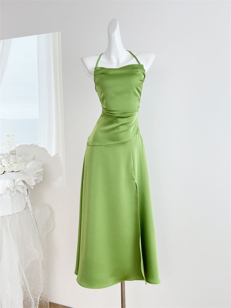 Sexy Mermaid Halter Satin Summer Beach Dress Holiday Party Casual Outfits For Girls DP1403