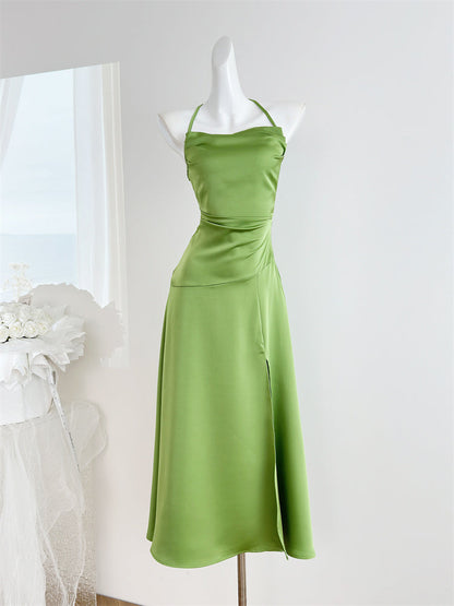 Sexy Mermaid Halter Satin Summer Beach Dress Holiday Party Casual Outfits For Girls DP1403