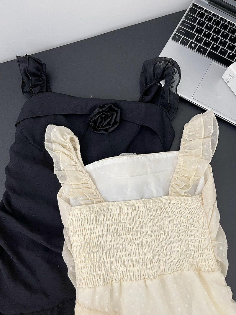 Cute High Low Square Neckline Ruffles Summer Dress Holiday Party Outfits For Women DP0089