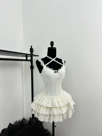 Cute Spaghetti Straps Ballet Skirt Ruffles Summer Dress Holiday Party Outfits For Women DP0091