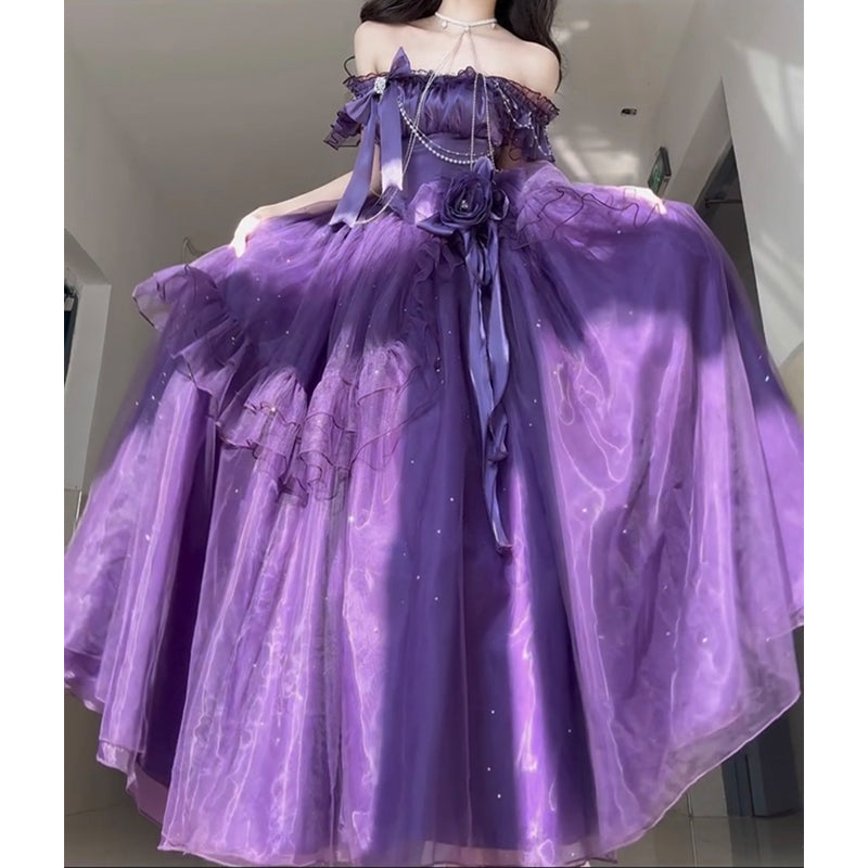 Vintage A line Spaghetti Straps Grape 16th Birthday Dress Lolita Dress Birthday Outfits W1228