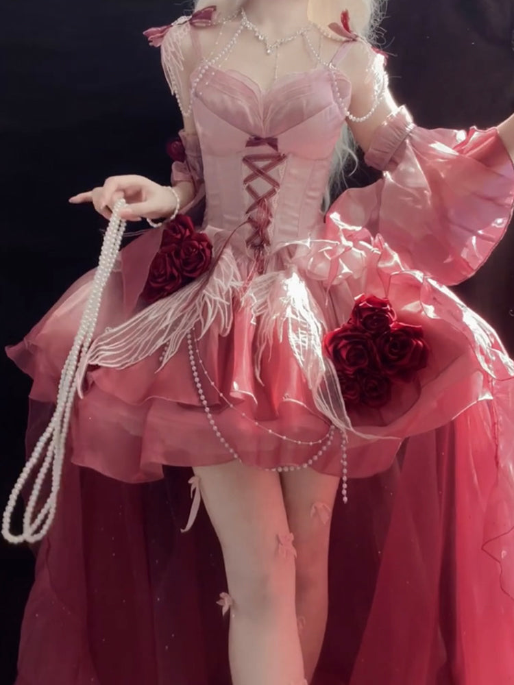 Vintage Ball Gown Spaghetti Straps Ombre Pink 16th Birthday Dress Lolita Dress Birthday Outfits W1227