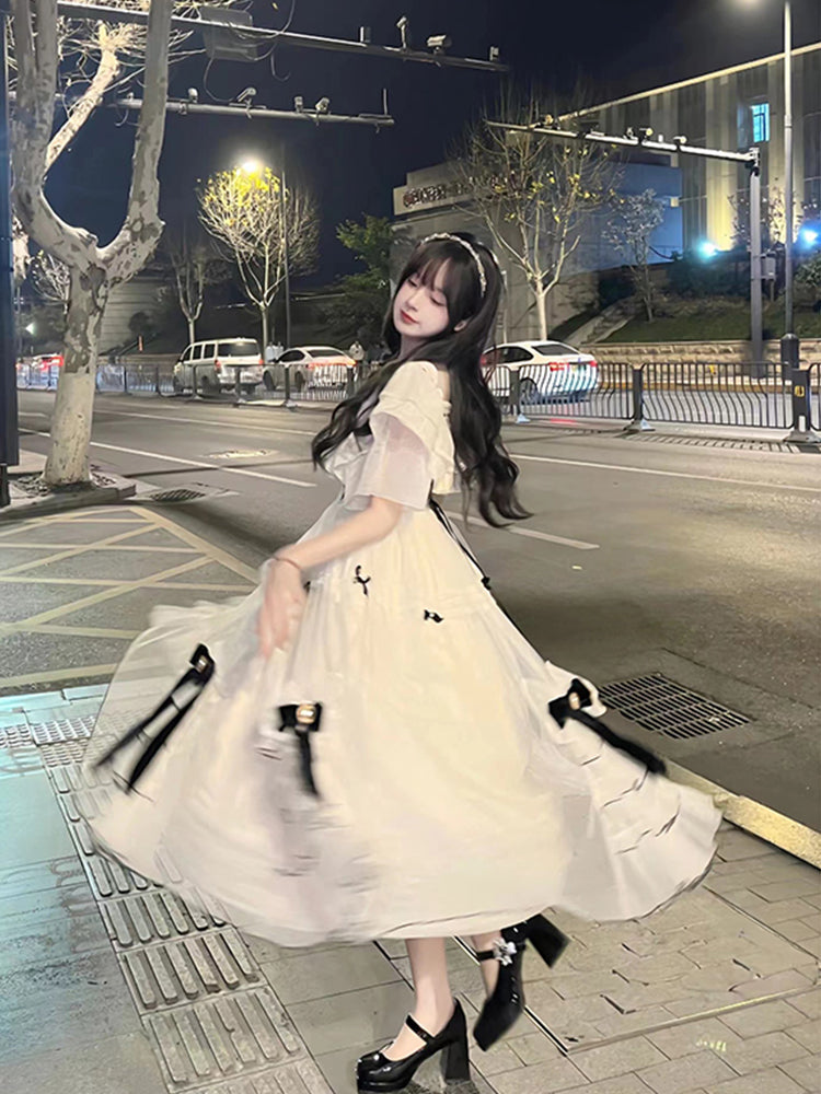 Vintage Ball Gown Off The Shoulder White Chiffon Summer 18th Birthday Dress Lolita Dress Birthday Outfits W1210