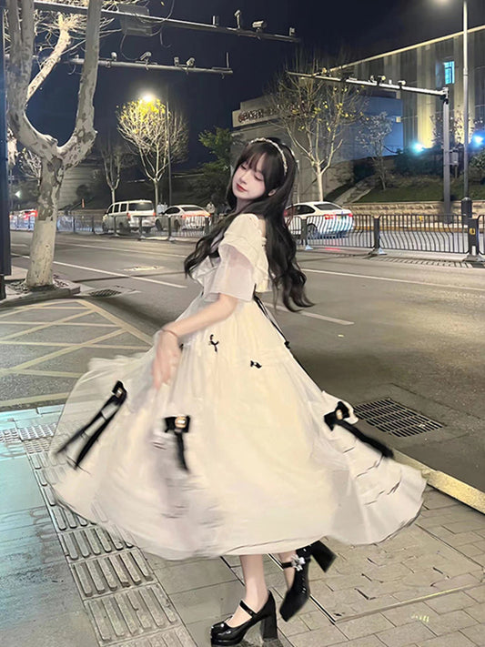 Vintage Ball Gown Off The Shoulder White Chiffon Summer 18th Birthday Dress Lolita Dress Birthday Outfits W1210