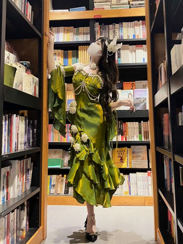 Vintage High Low Spaghetti Straps Green 16th Birthday Dress Lolita Dress Birthday Outfits W1226