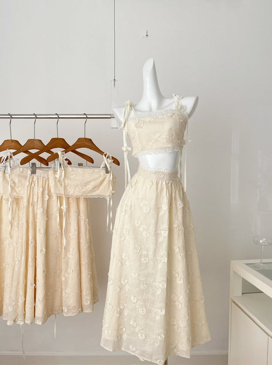 Cute A line Spaghetti Straps 2 Pieces Summer Dress Holiday Dresses Party Birthday Outfits For Women DP0125