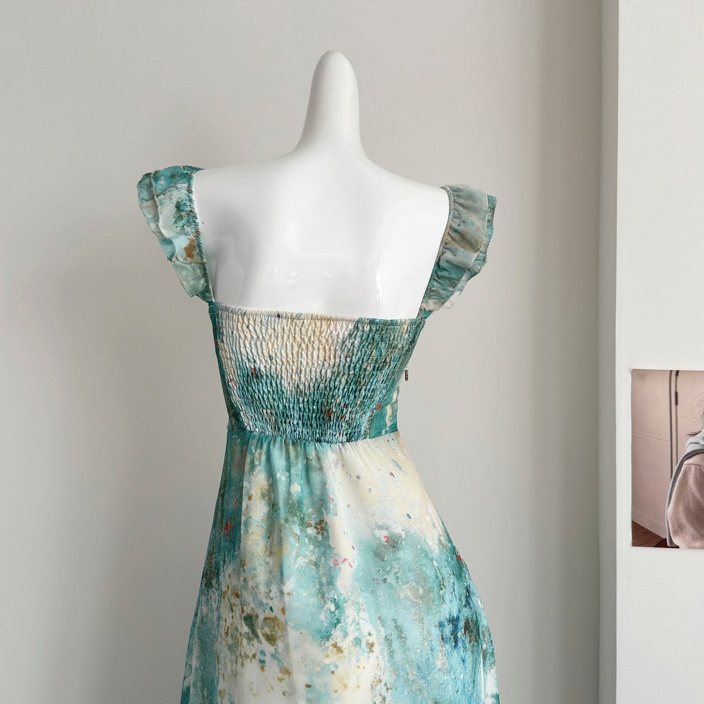 Sexy Mermaid Square Floral Green Summer Dress Holiday Party Birthday Outfits For Women DP0127