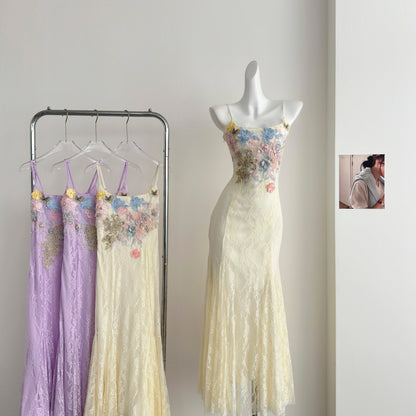 Sexy Mermaid Spaghetti Straps Lace Birthday Party Dress Summer Holiday Outfits For Women DP0132