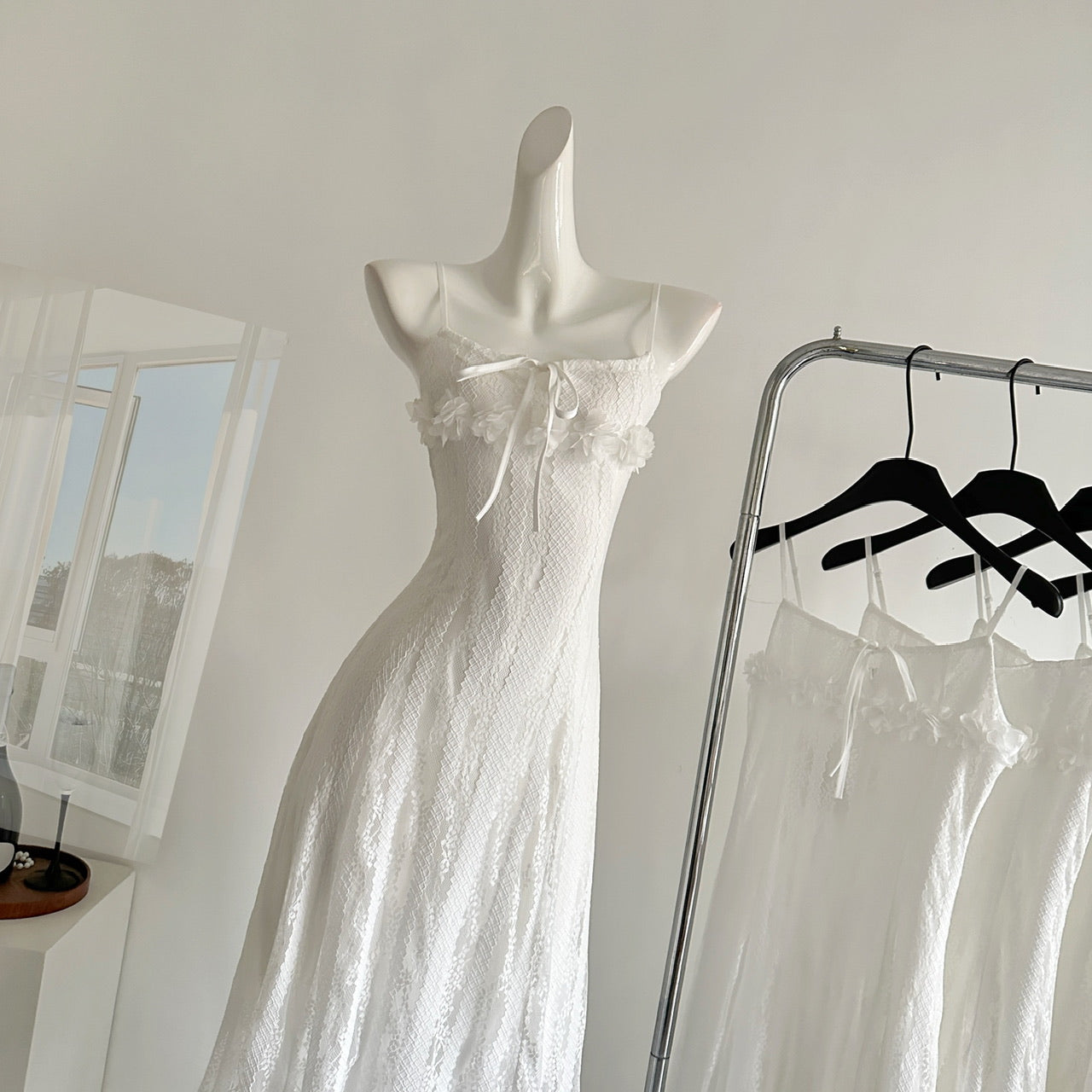 Cute A Line Spaghetti Straps Ivory Lace Summer Dress Holiday Party Outfits For Women DP0100